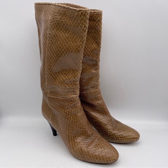 Loeffler Randall Tall Brown Snakeskin Boots Size‎ 7